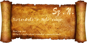 Sztruhár Nándor névjegykártya